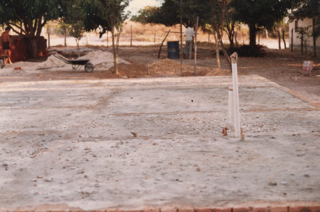 Looking towards the front of the lot over the foundation